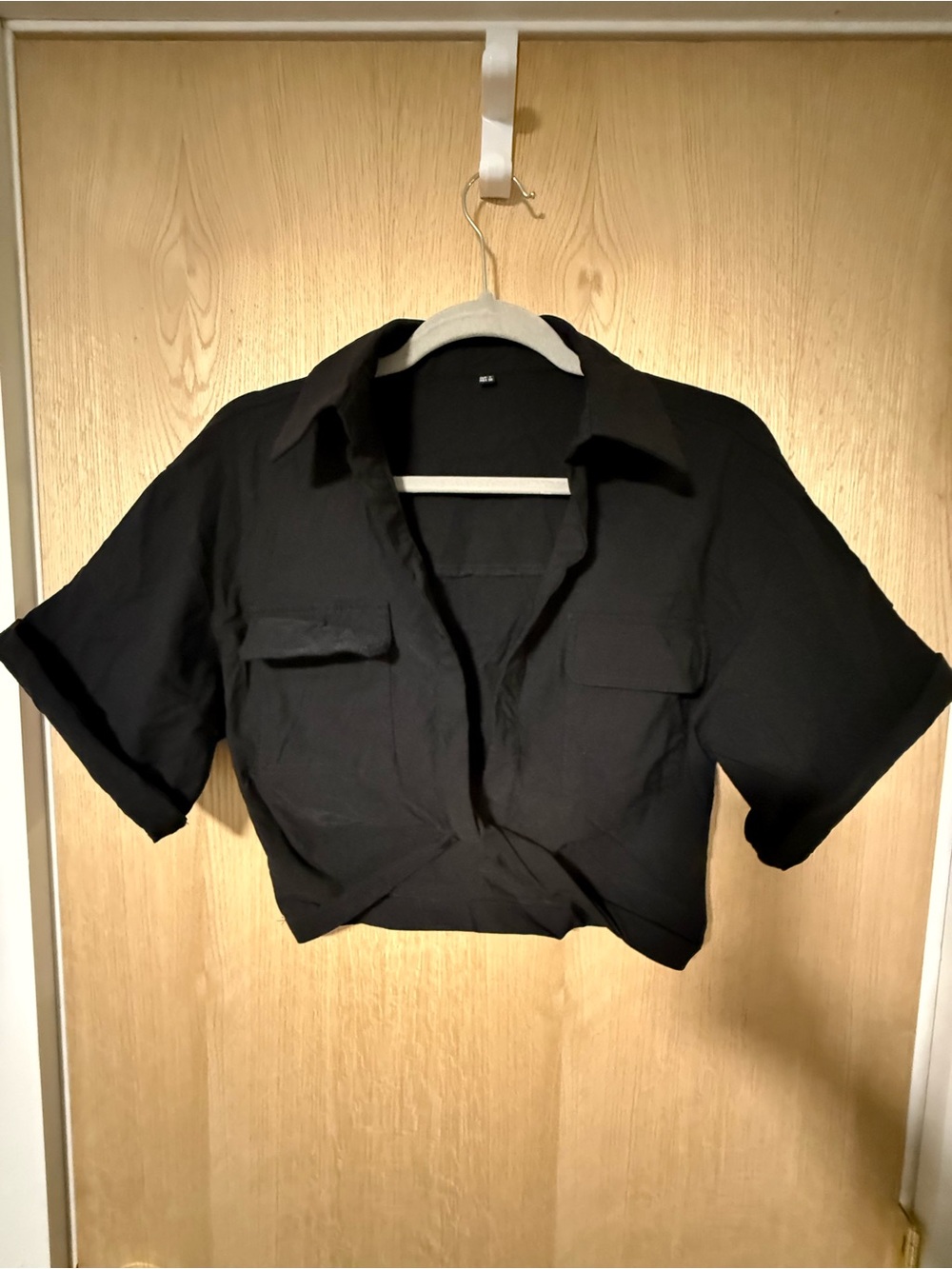Commense Cropped Black Camp Shirt - Women